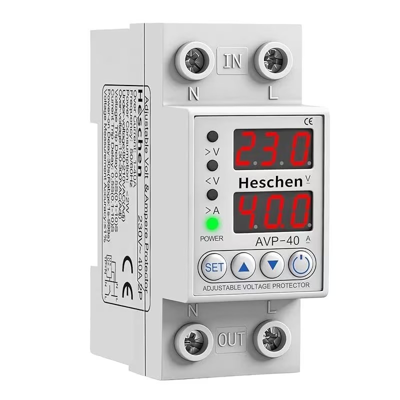 230V 40A Adjustable Voltage Protector with DIN Rail Mount