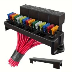 12V 4-Relay Fuse Box with 15-Way Blade Fuse Holder
